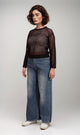 R205966-R205966 - Open Knit Sheer Sweater - Black