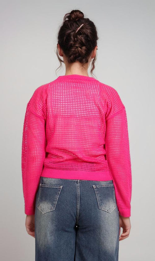 R205968-R205968 - Chunky Knit Pullover - Fuchsia