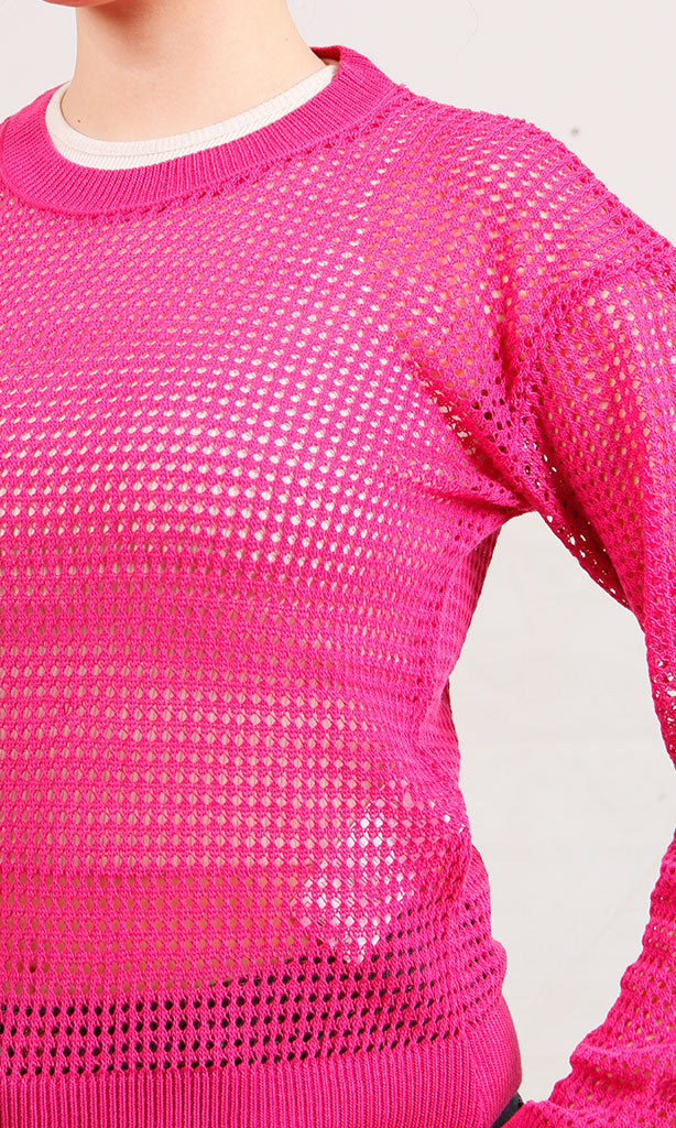 R205968-R205968 - Chunky Knit Pullover - Fuchsia