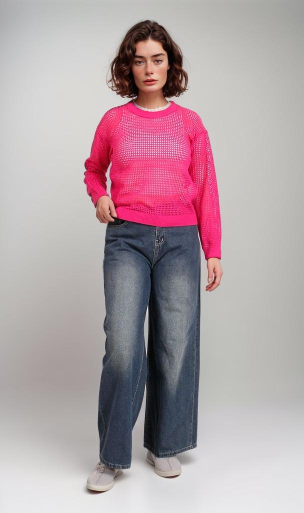 R205968-R205968 - Chunky Knit Pullover - Fuchsia
