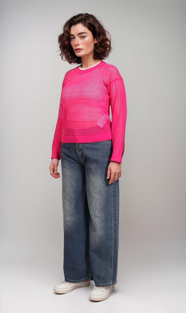 R205968-R205968 - Chunky Knit Pullover - Fuchsia