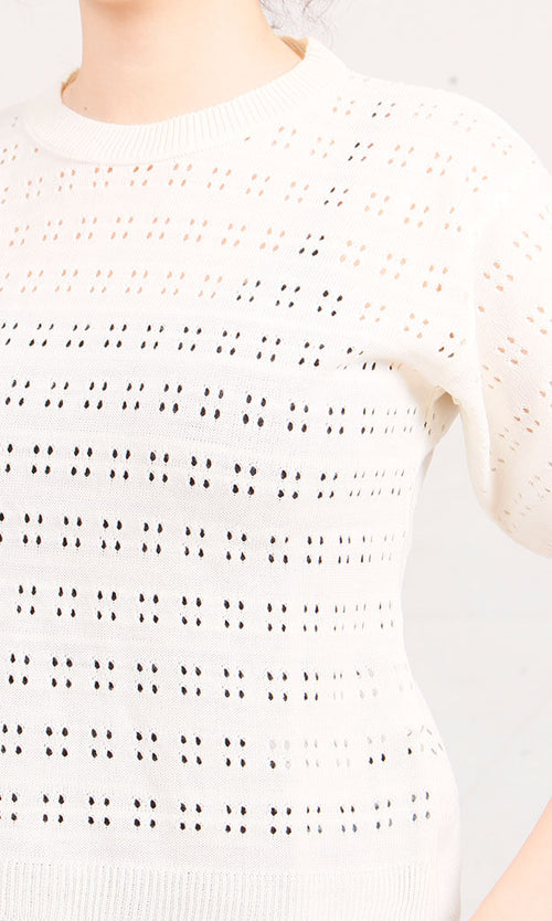 R205971-R205971 - Short Sleeve Knit Top - White