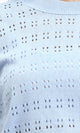 R205973 - Ribbed Neck Perforated Top - Light Blue