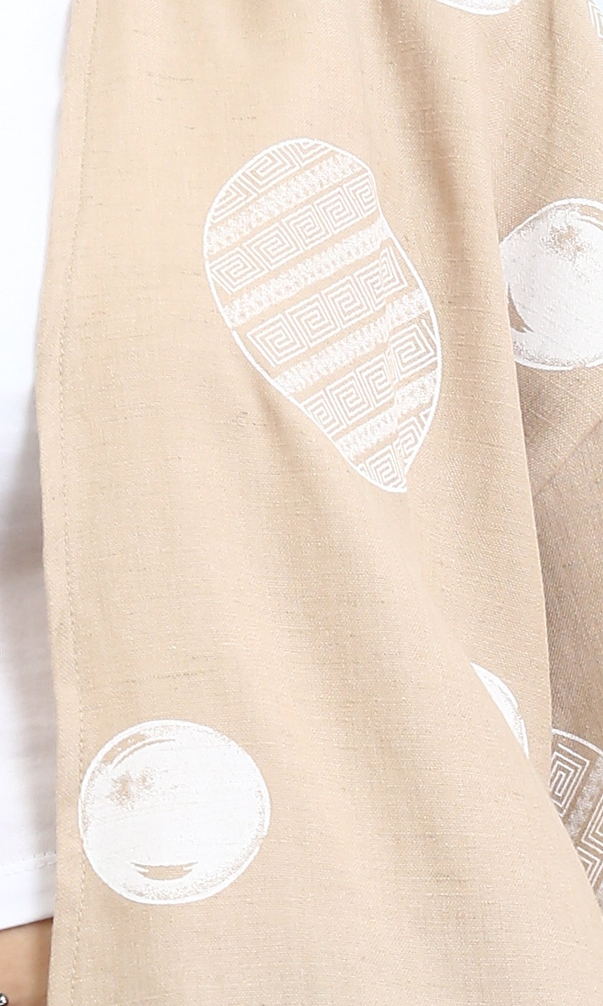 R206063 - Polka Dots 3\4 Sleeves Long Cardigan - Dark Beige