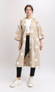 R206063 - Polka Dots 3\4 Sleeves Long Cardigan - Dark Beige