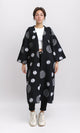 R206065 - Polka Dots 3\4 Sleeves Long Cardigan - Black