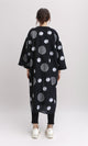 R206065 - Polka Dots 3\4 Sleeves Long Cardigan - Black