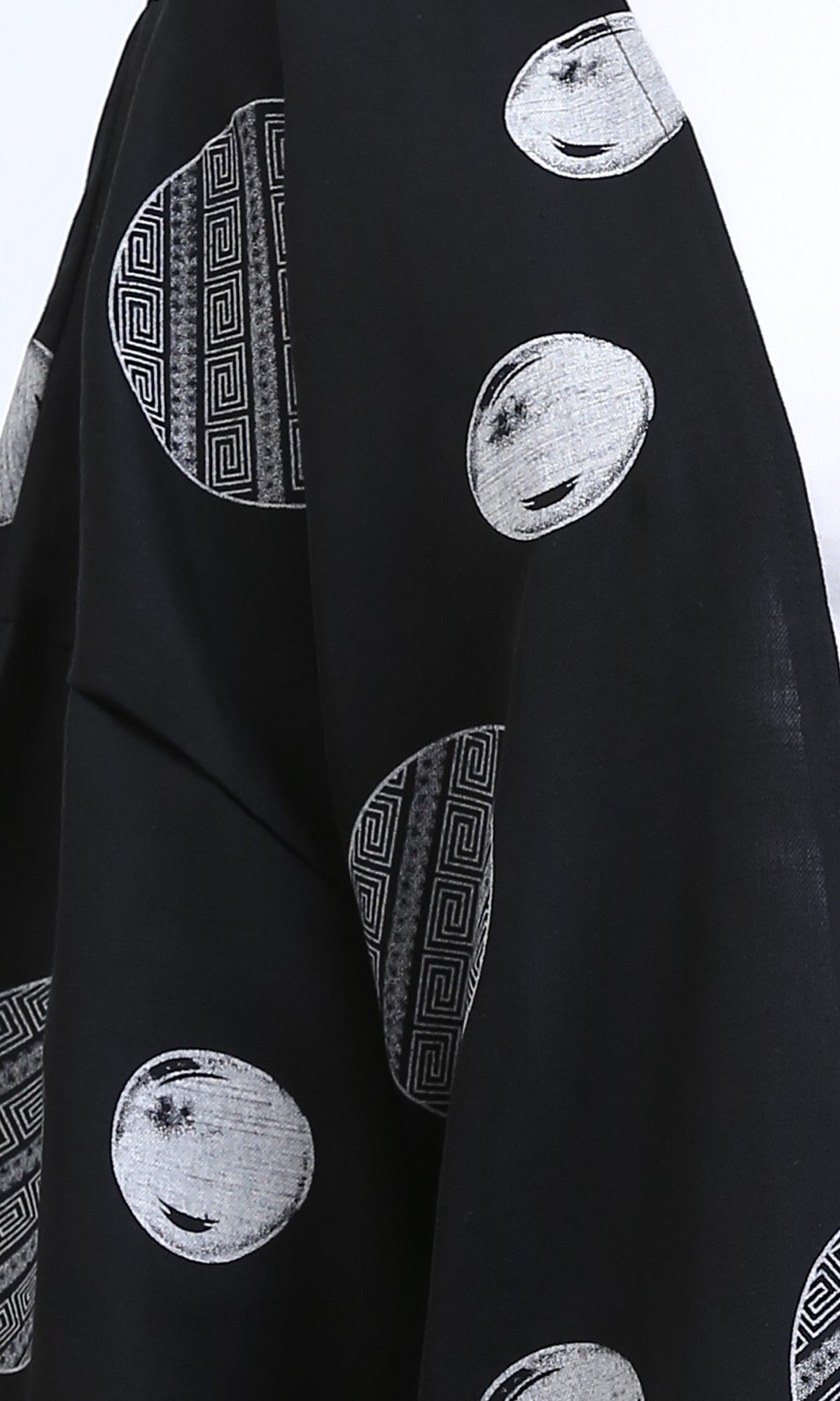 R206065 - Polka Dots 3\4 Sleeves Long Cardigan - Black