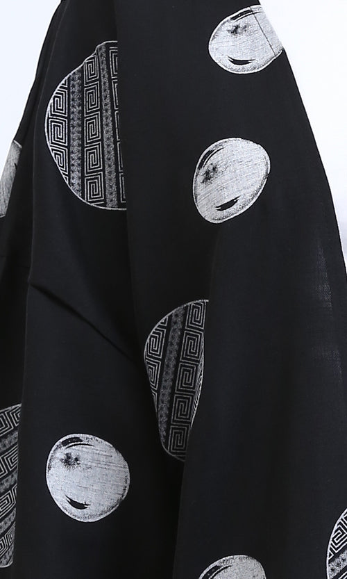 R206065 - Polka Dots 3\4 Sleeves Long Cardigan - Black