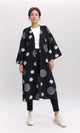R206065 - Polka Dots 3\4 Sleeves Long Cardigan - Black