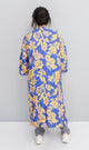 R206067 - Floral Printed Rayon Kimono - Blue & Yellow