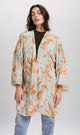 R206072 - Printed Chiffon Kimono - Blue & Orange Swirls