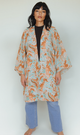 R206072 - Printed Chiffon Kimono - Blue & Orange Swirls