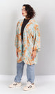 R206072 - Printed Chiffon Kimono - Blue & Orange Swirls
