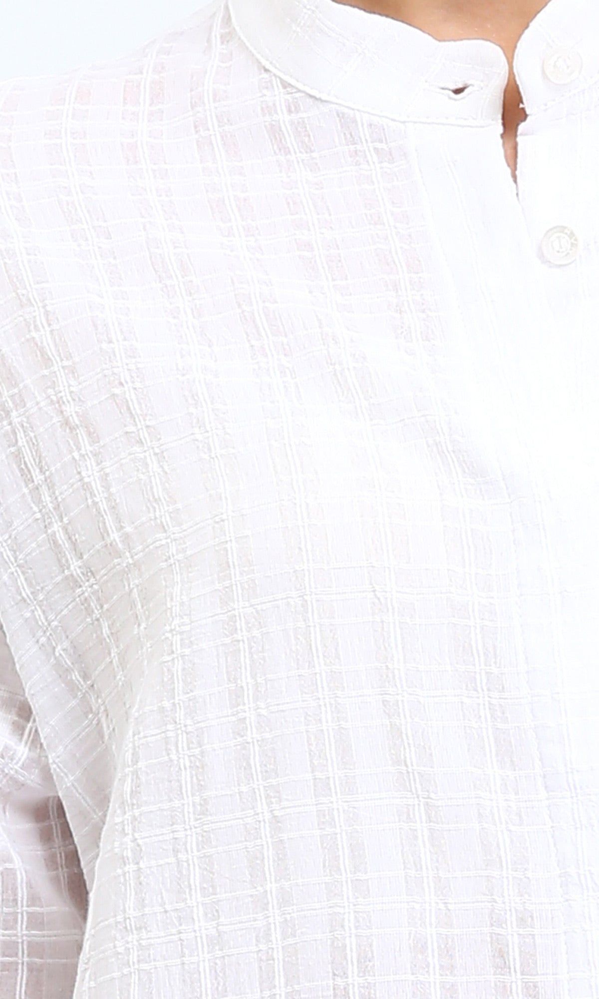 R206075 - Long Sleeves Buttons Down Long Shirt - White