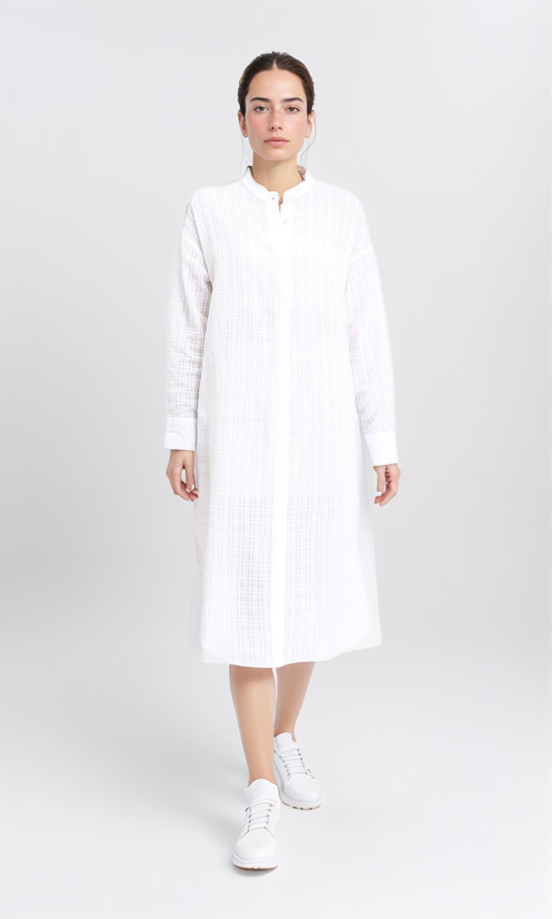 R206075 - Long Sleeves Buttons Down Long Shirt - White