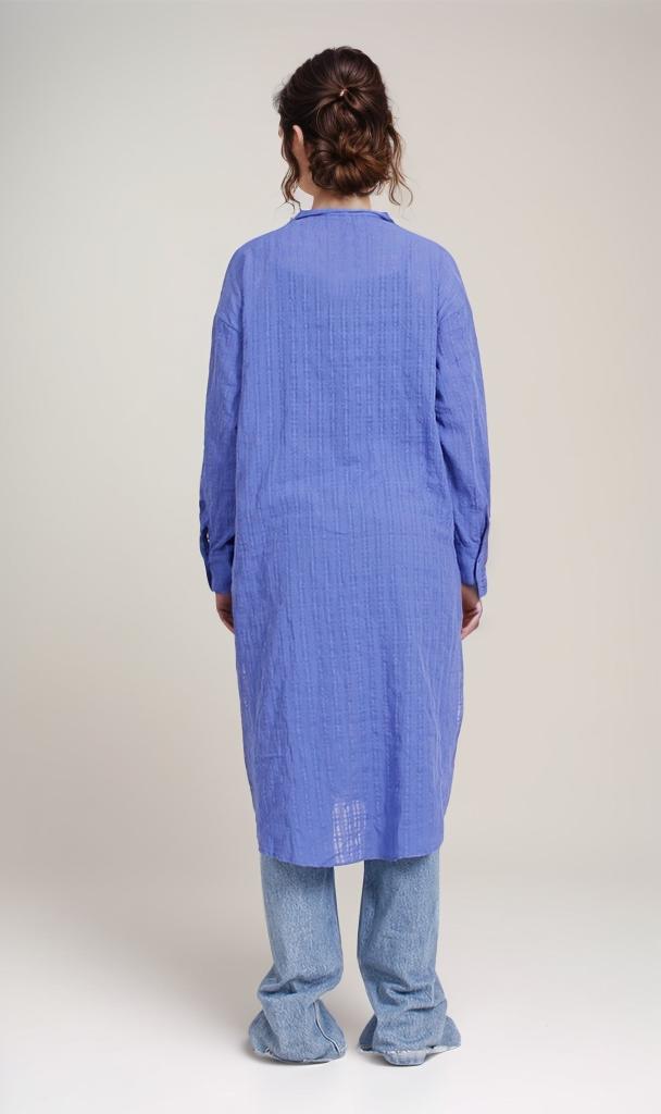 R206076-R206076 - Long Button-Up Dress - Blue