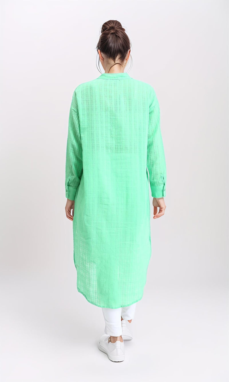 R206077 - Long Sleeves Buttons Down Long Shirt - Green