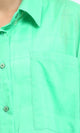 R206082 - Turn Down Collar Plaids Shirt - Green