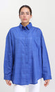 R206083 - Turn Down Collar Plaids Shirt - Blue