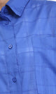 R206083 - Turn Down Collar Plaids Shirt - Blue