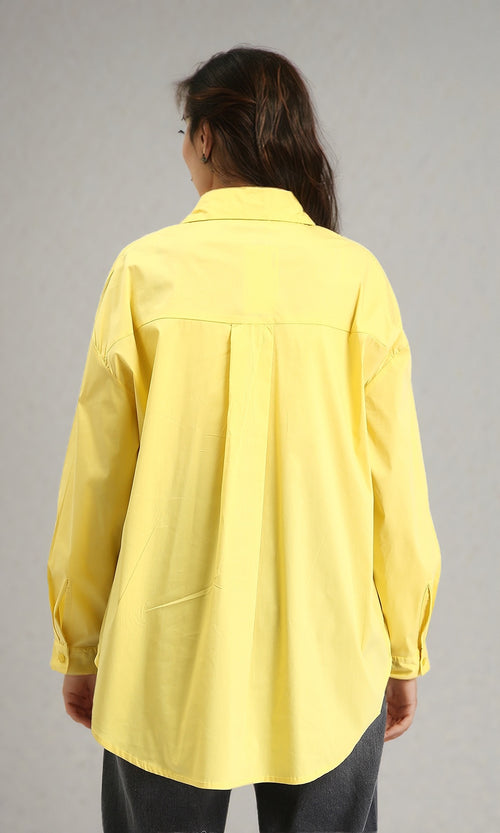 R206086 - Solid Long Sleeves Shirt with Pockets - Yellow