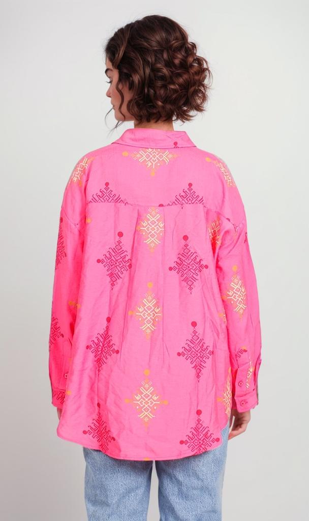 R206090-R206090 - Longline Textured Shirt - Beige