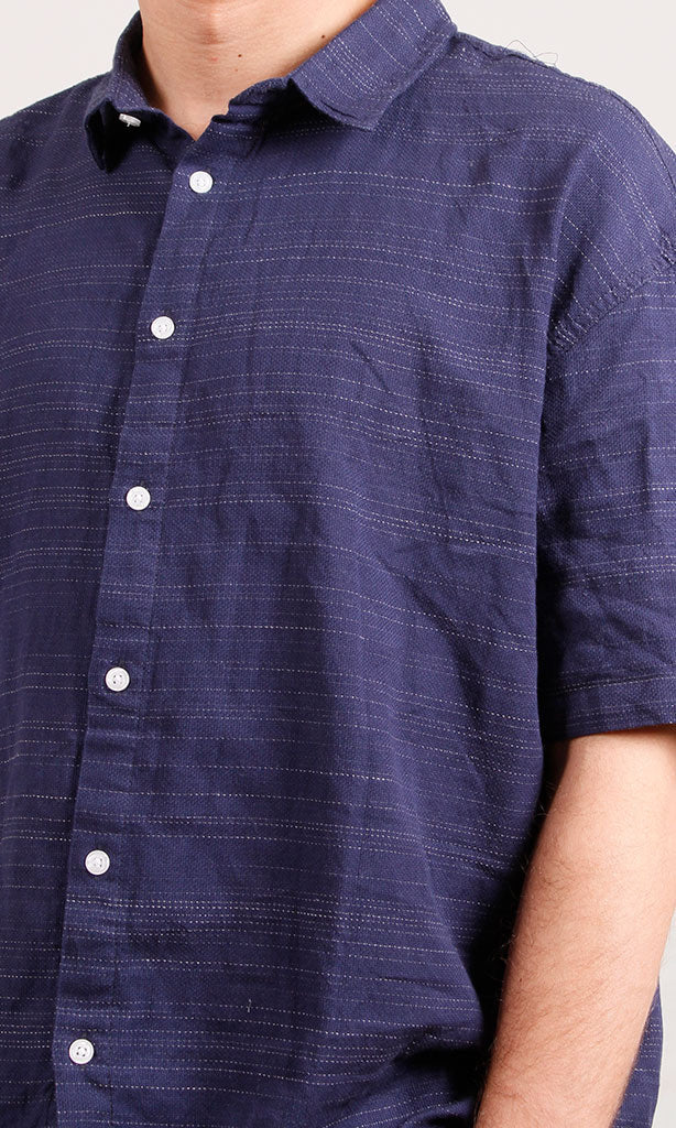 Midnight Texture Short Sleeve Button-Down Shirt