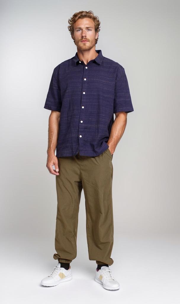 Midnight Texture Short Sleeve Button-Down Shirt