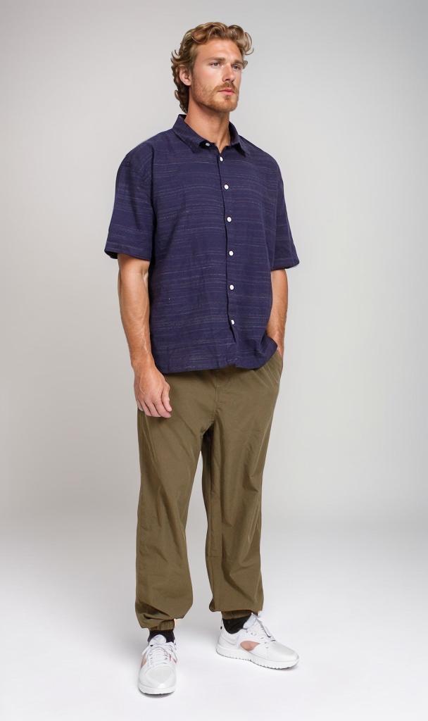 Midnight Texture Short Sleeve Button-Down Shirt