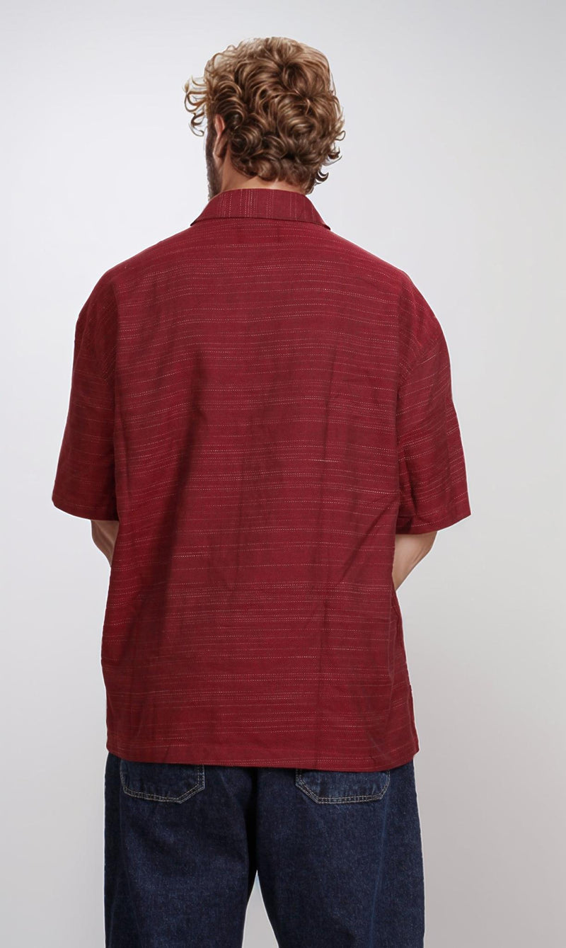 R206331-R206331 - Textured Short Sleeve Shirt - Maroon
