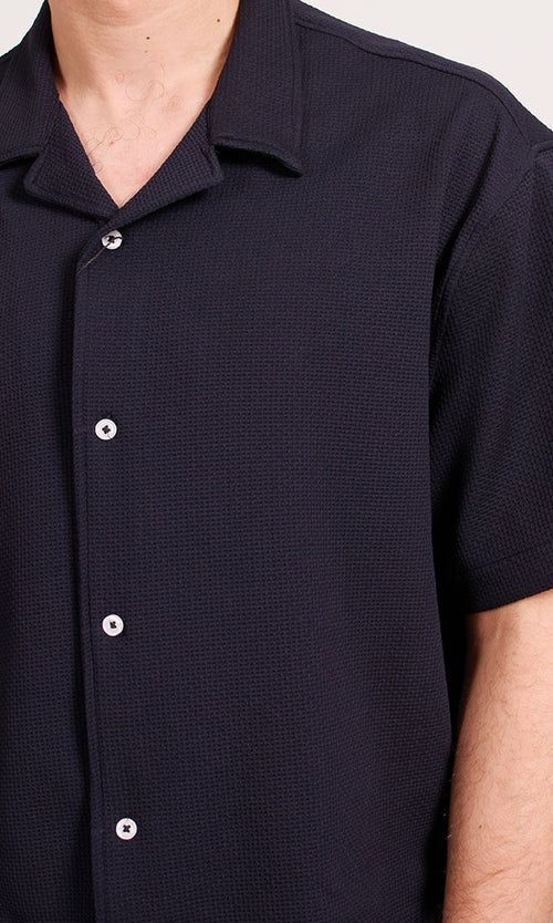 R206332 - Ready Garment Short-Sleeve Button-Up Shirt - Navy Blue