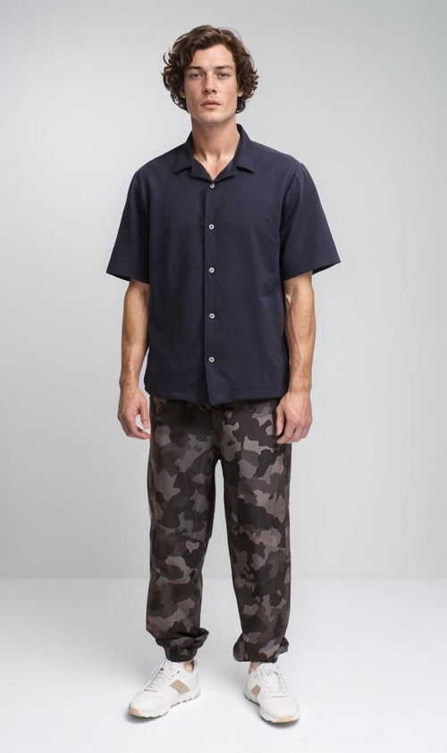 R206332 - Ready Garment Short-Sleeve Button-Up Shirt - Navy Blue