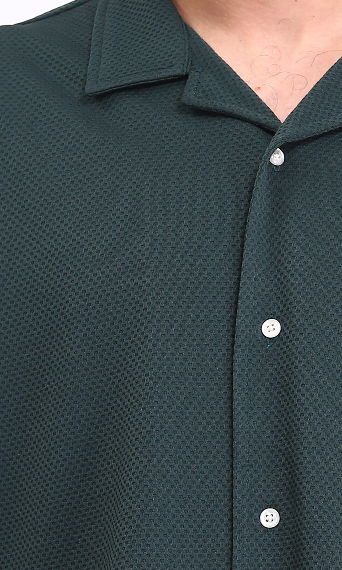 R206335 - Self Pattern Shirt with Classic Collar - Forest Green