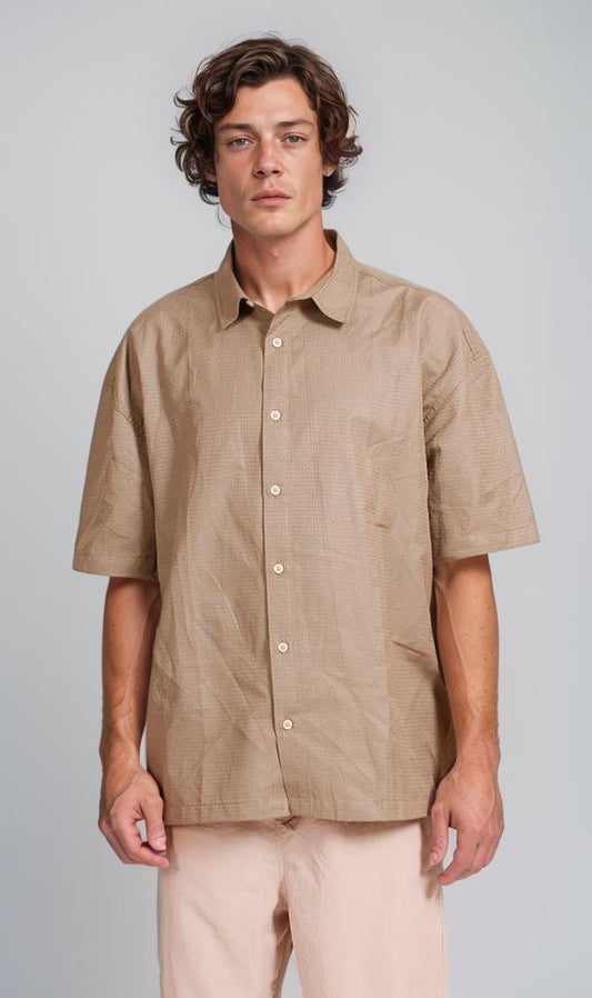 R206337 - Short-Sleeve Button-Up Shirt - Olive Green