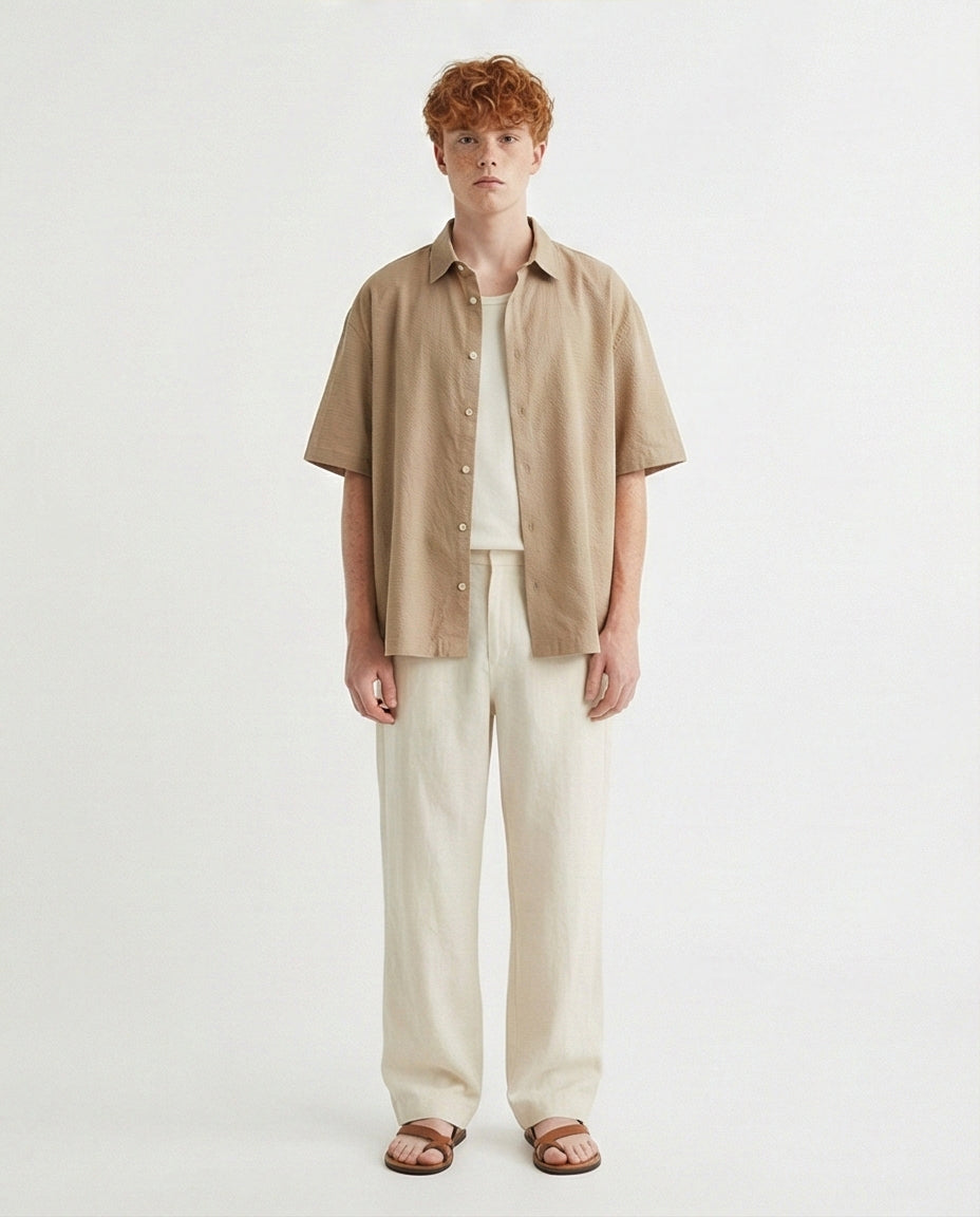 R206337 - Short-Sleeve Button-Up Shirt - Olive Green