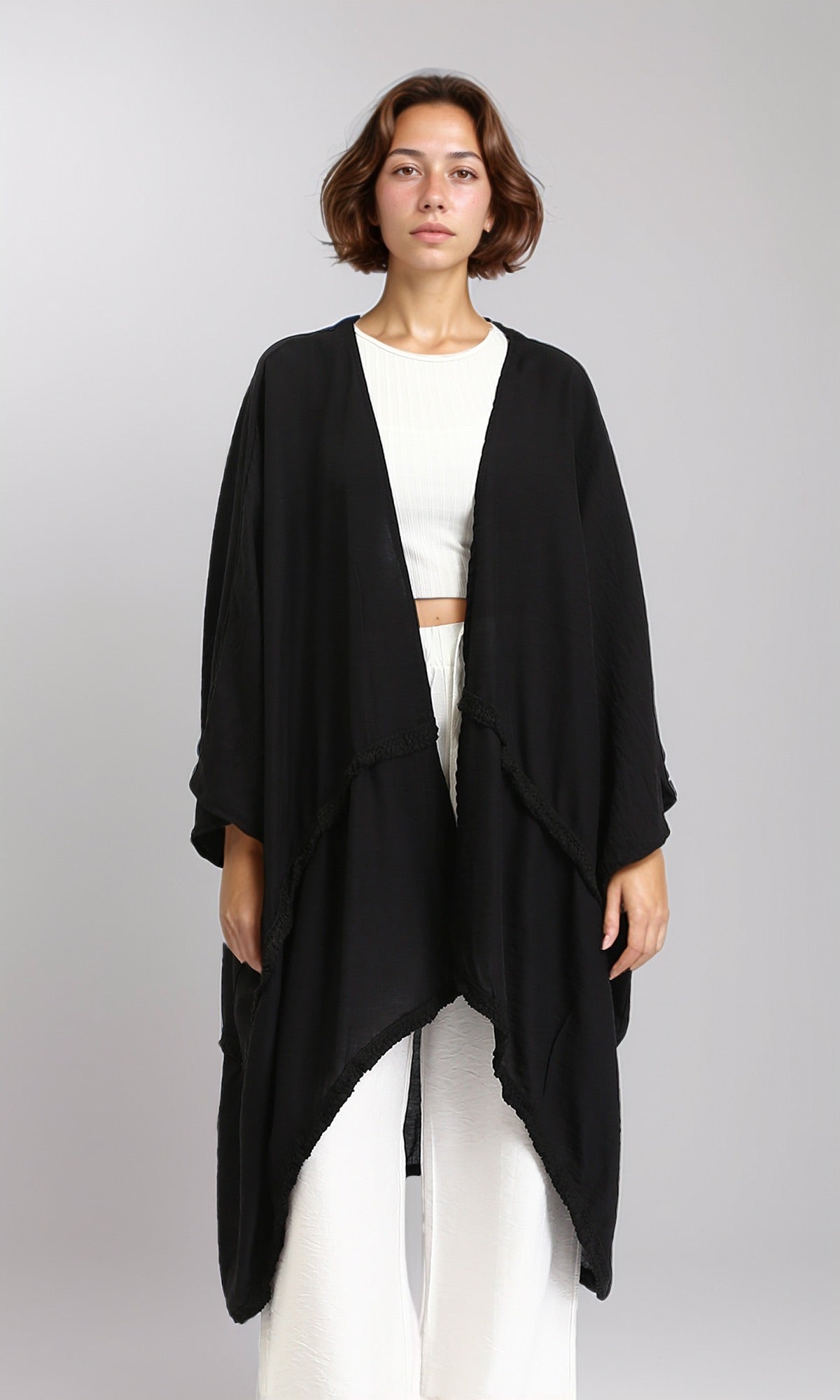 Loose Fit Textured Casual Cardigan - Black