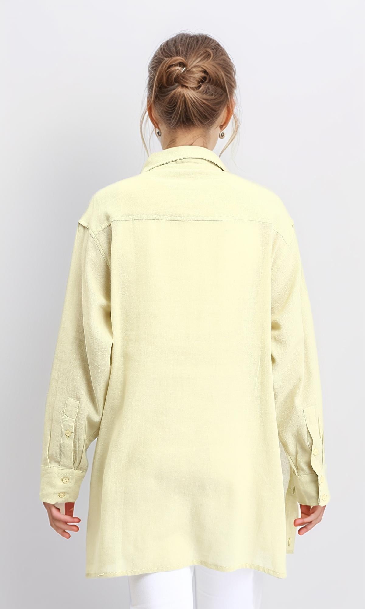 R206361 - Casual Long Sleeves Regular Fit Shirt - Yellow Green