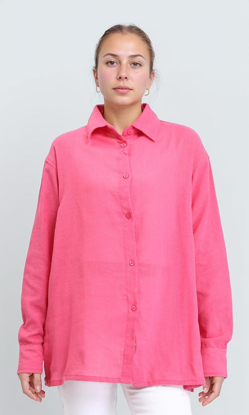 R206362 - Casual Long Sleeves Regular Fit Shirt - Fuchsia