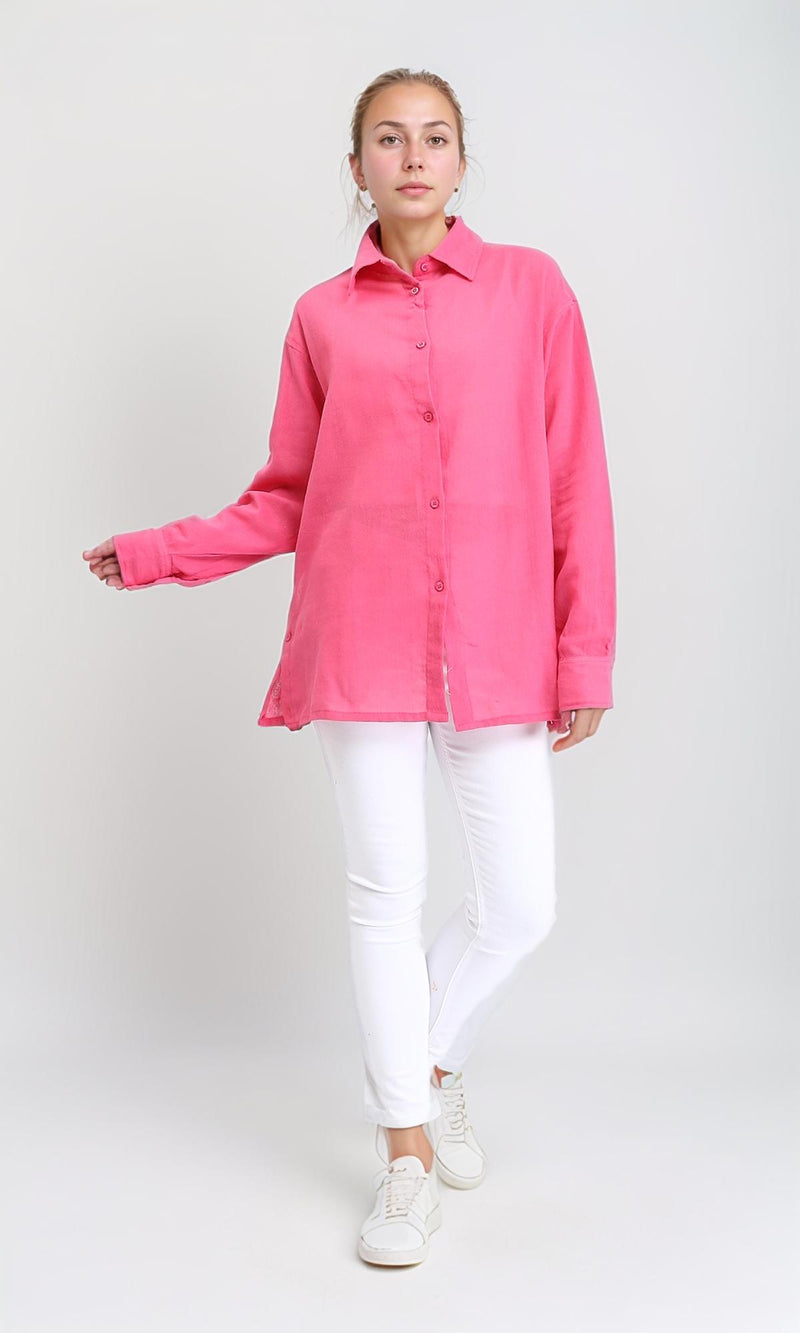 R206362 - Casual Long Sleeves Regular Fit Shirt - Fuchsia