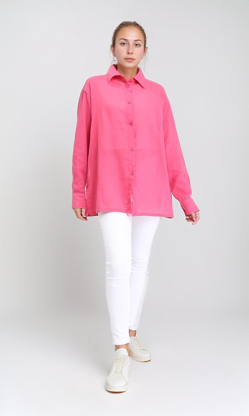R206362 - Casual Long Sleeves Regular Fit Shirt - Fuchsia