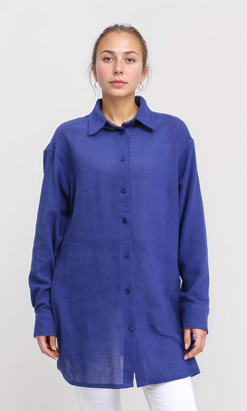R206366 - Casual Long Sleeves Regular Fit Shirt - Dark Blue