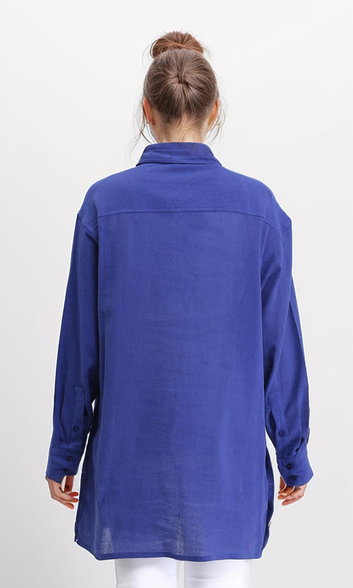 R206366 - Casual Long Sleeves Regular Fit Shirt - Dark Blue