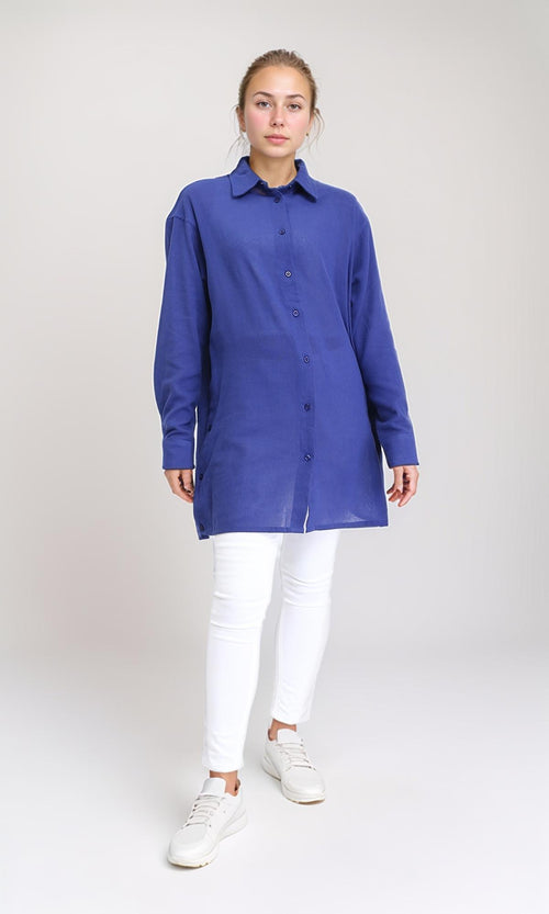 R206366 - Casual Long Sleeves Regular Fit Shirt - Dark Blue