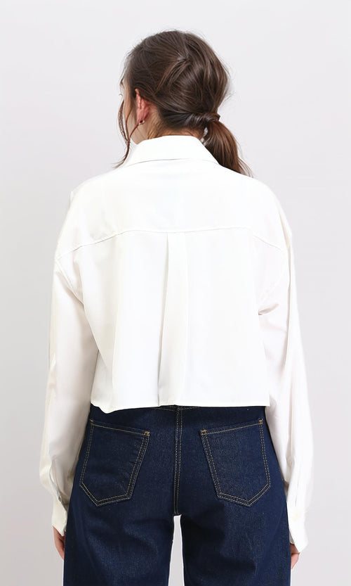 R206375 - Long Sleeves Shirt with Front Pockets - Off-White