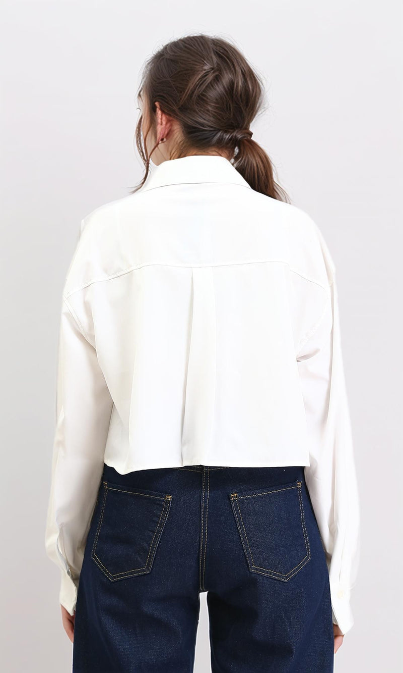 R206375 - Long Sleeves Shirt with Front Pockets - Off-White