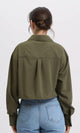 R206377 - Solid Long Sleeves Short Shirt - Dark Army Green