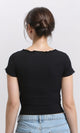 R206378 - Boat Neck Comfy Elastic Top - Black