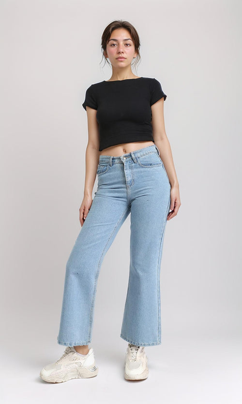 R206378 - Boat Neck Comfy Elastic Top - Black