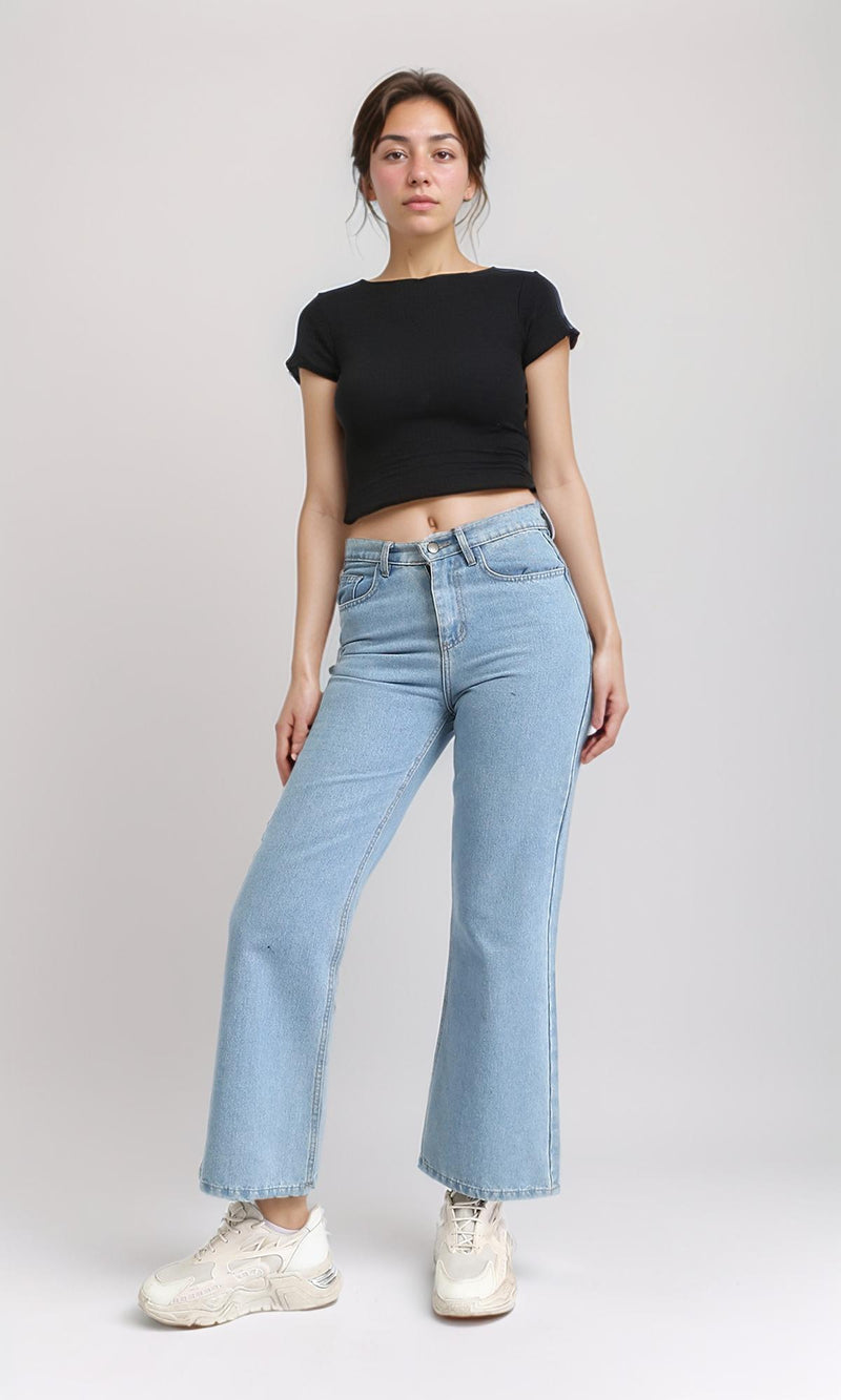 R206378 - Boat Neck Comfy Elastic Top - Black